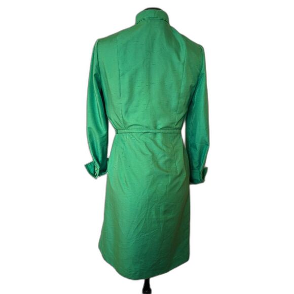 Vintage 70s QIANA Shantung Dagger Collar Button Front Midi Shirt Dress, Sz. 6/8 - Picture 4 of 13